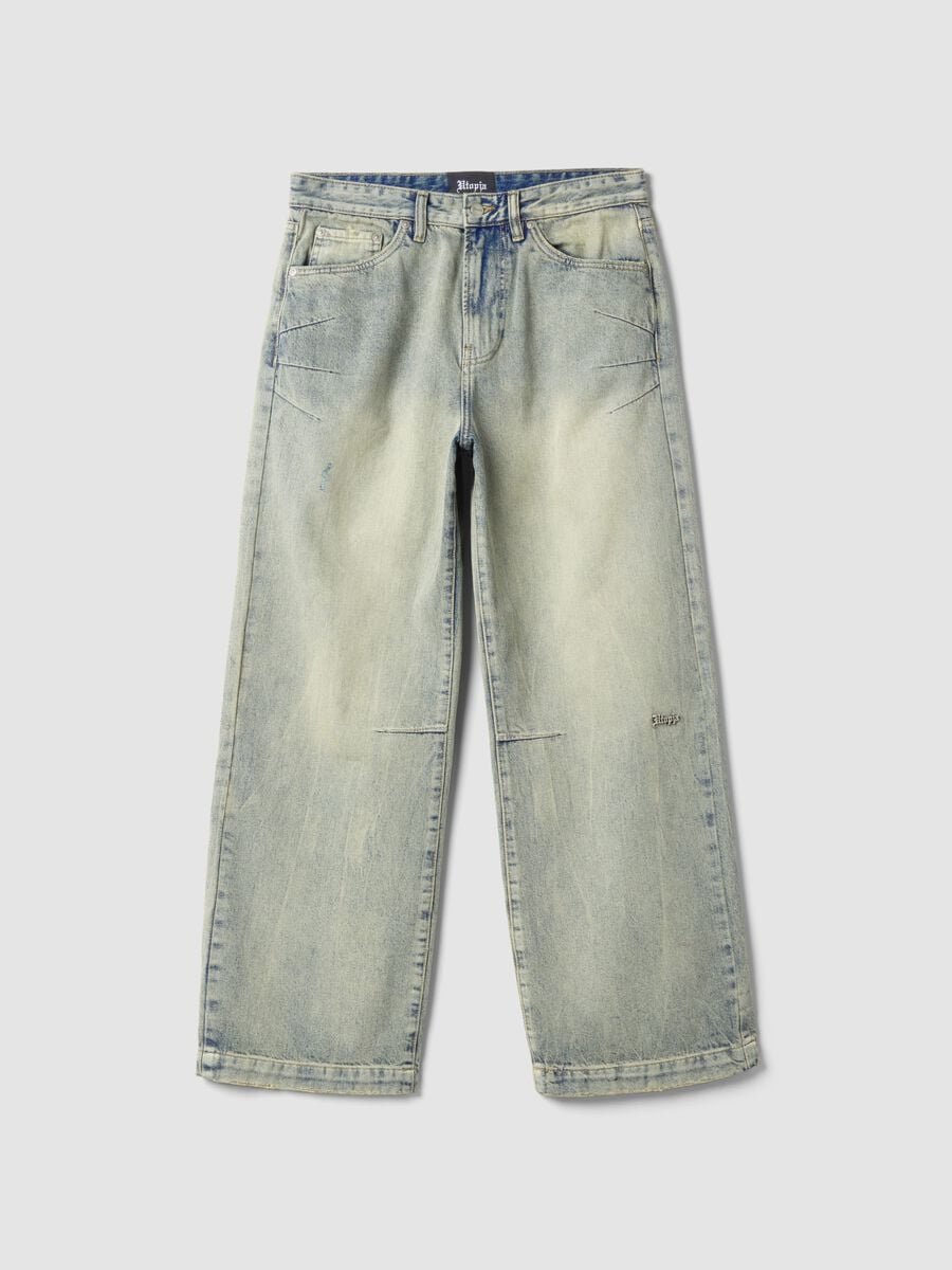 Vintage Light Blue Wide-Leg Denim_0