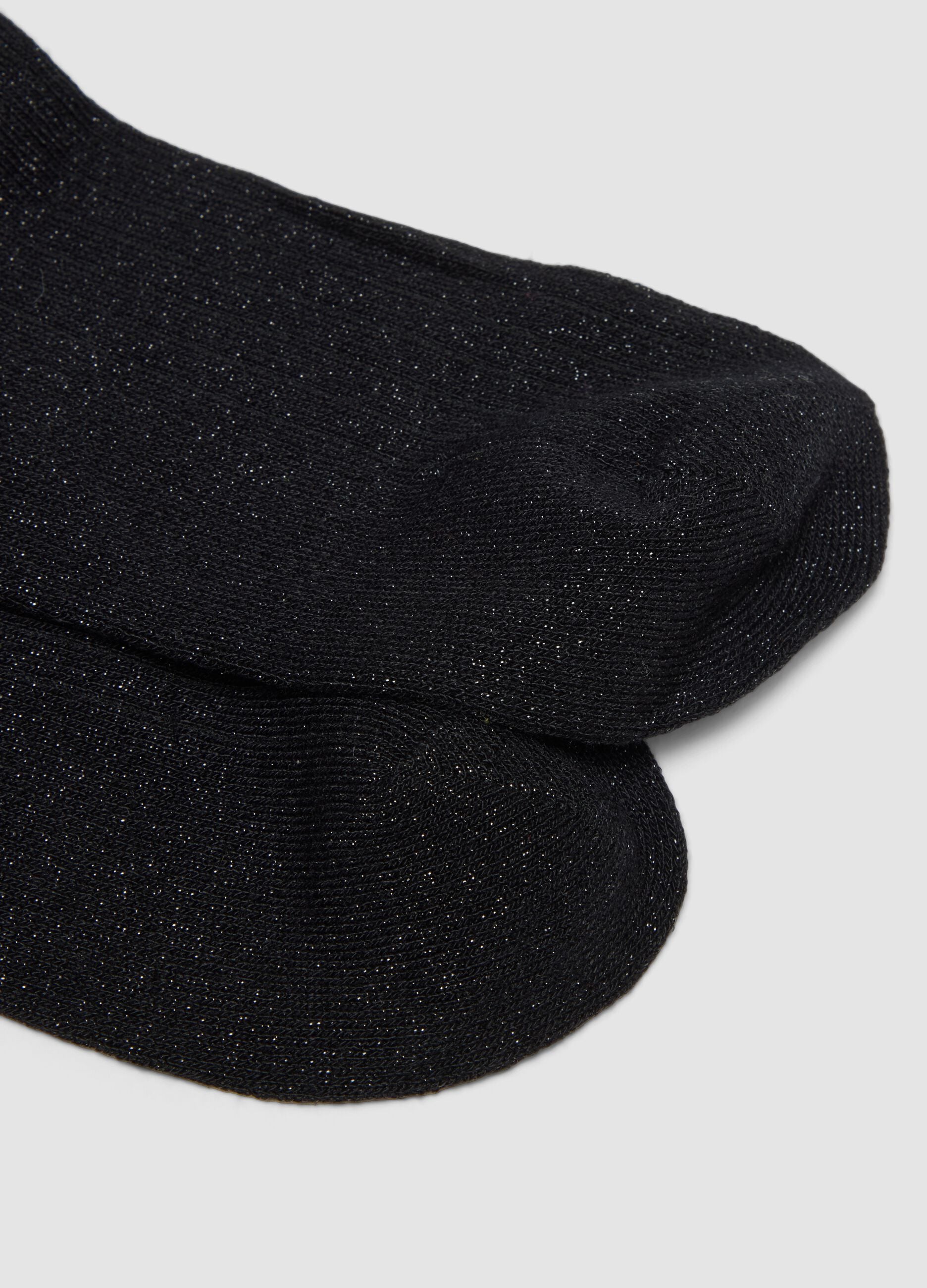 Black stretch socks with lurex threads