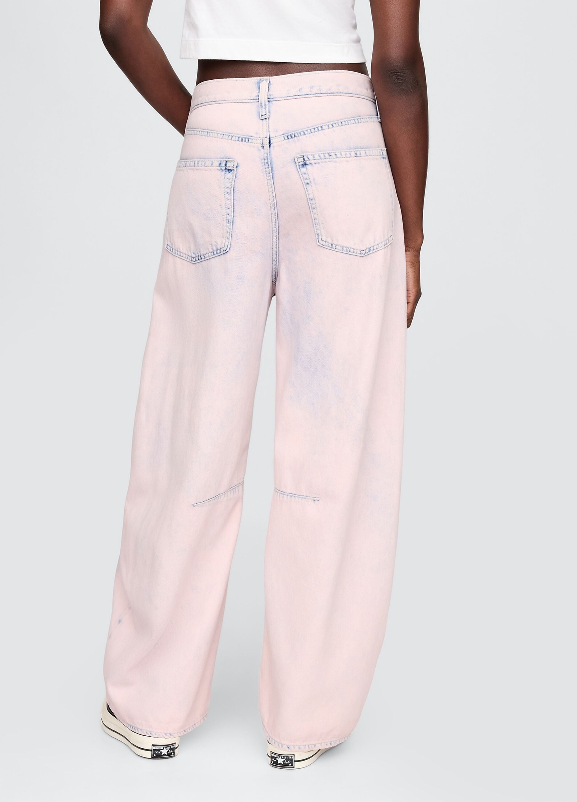 Pink denim trousers with regular fit