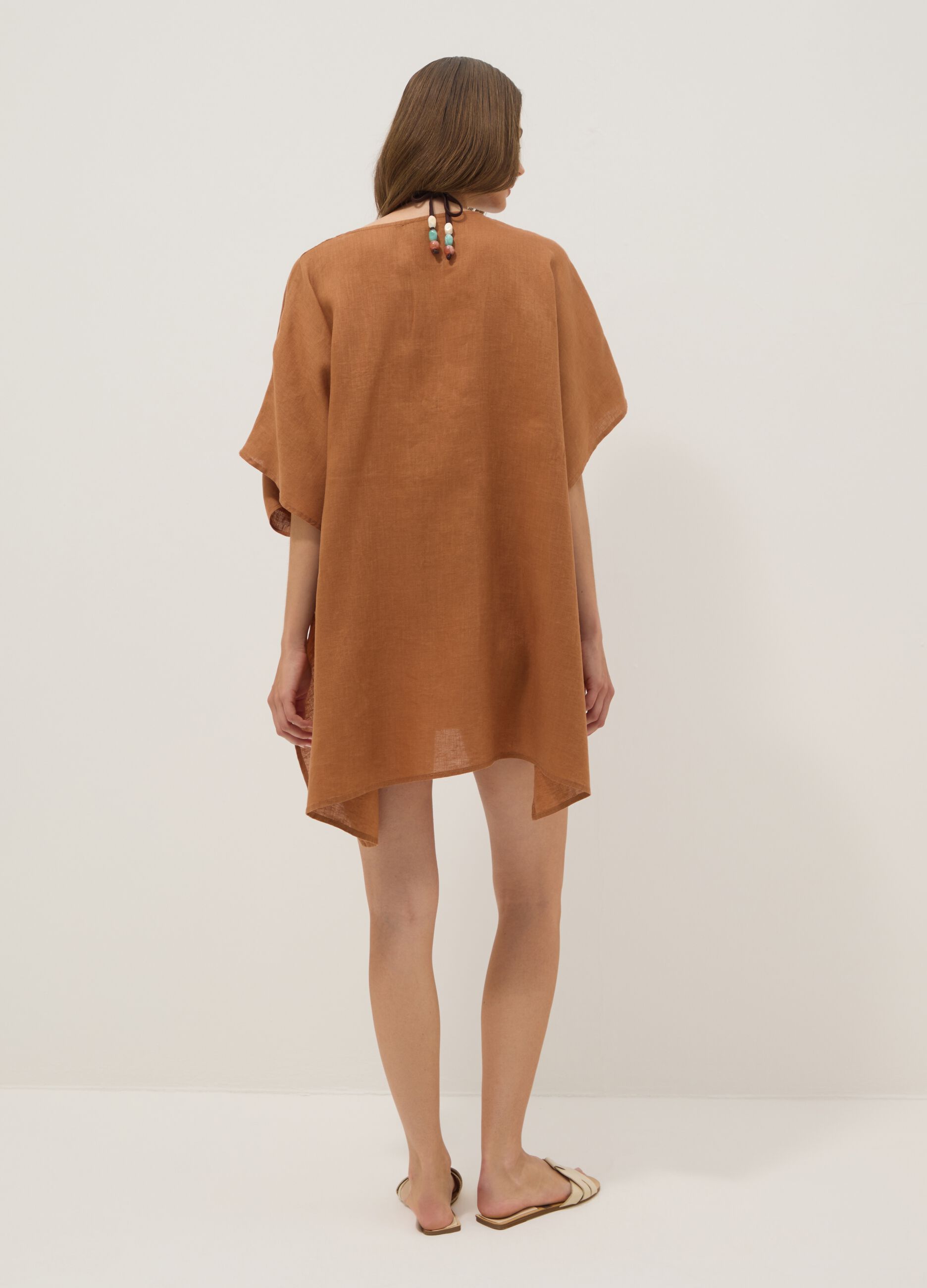 Brown pure linen kaftan