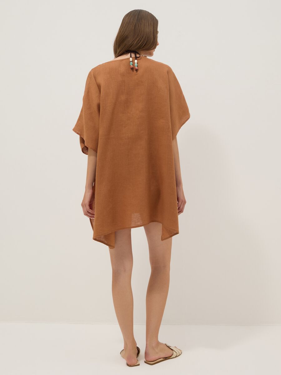 Brown pure linen kaftan_3