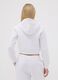 White hooded zip-up sweatshirt in cotton blend for girls, regular fit_2