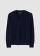 Blue pure wool jumper with deep V-neck_0