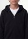 Black organic cotton zip-up hoodie for boys, relaxed fit_2