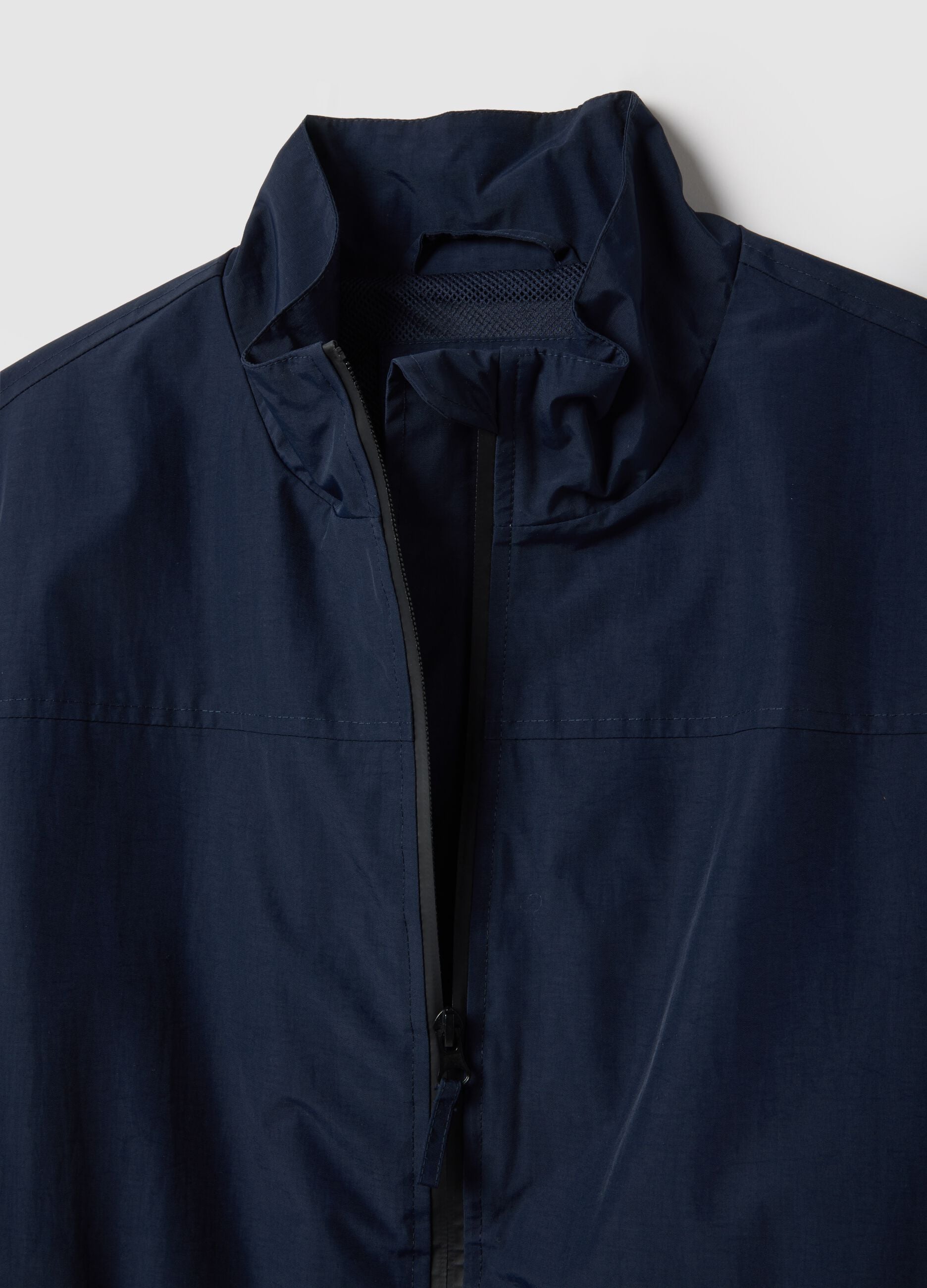 Blue regular fit bomber jacket with zip