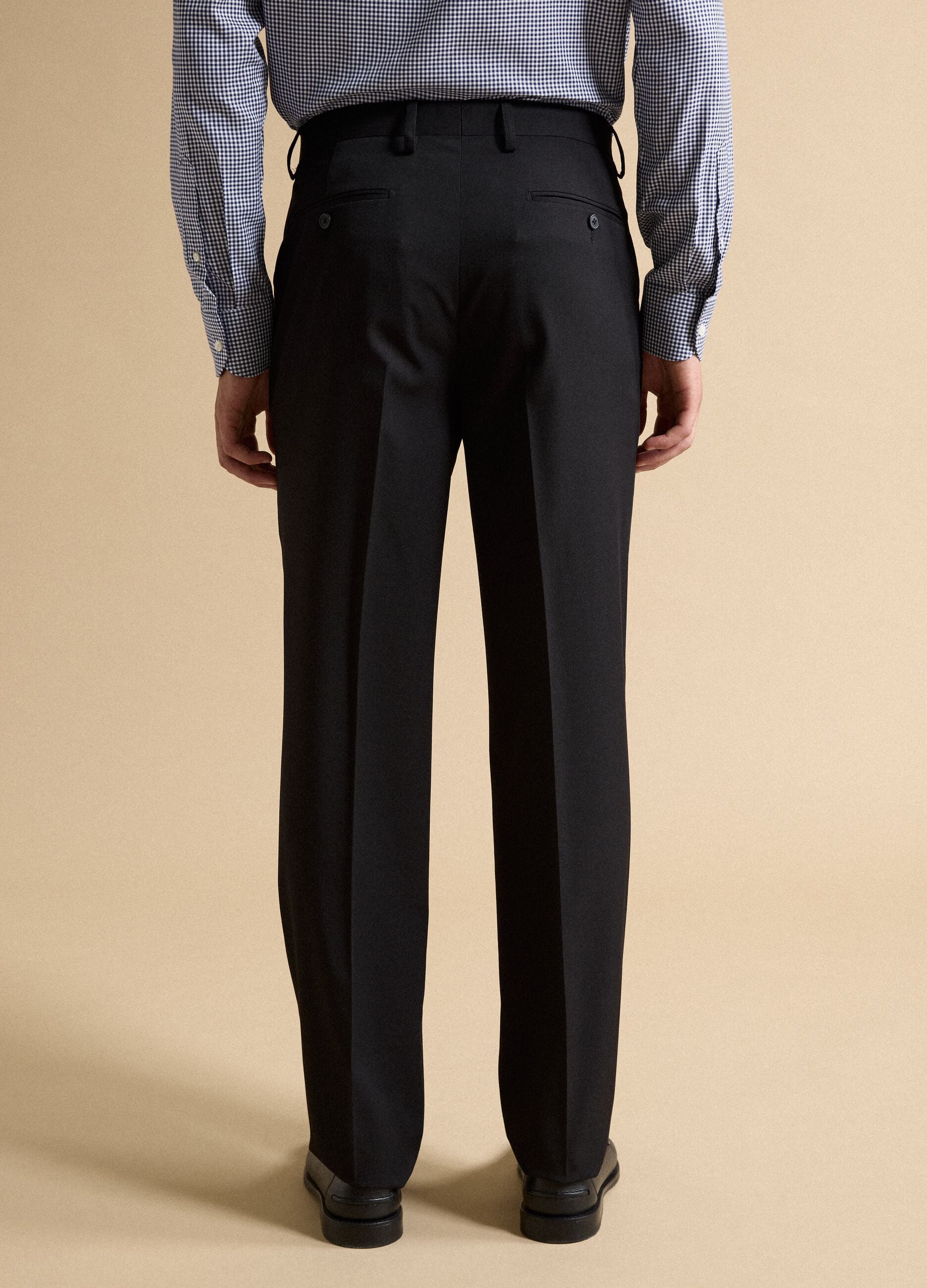 Black regular-fit formal trousers in stretch viscose