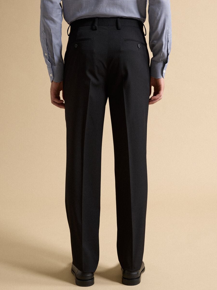 Pantaloni formali neri in viscosa elasticizzata regular fit_2