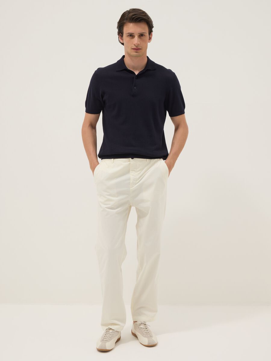 Pantaloni chino bianchi in puro cotone carrot fit_0