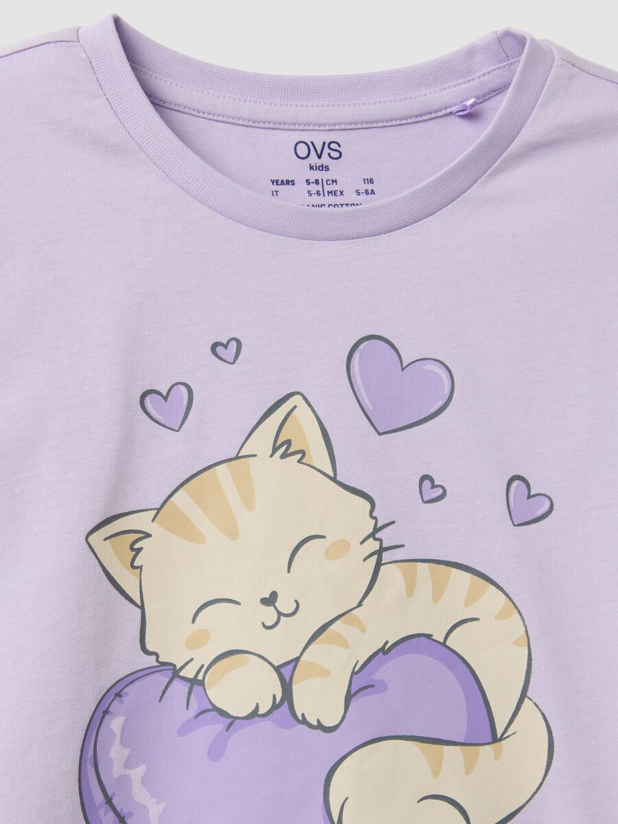 Purple pure organic cotton heart-print pyjamas for girls_2
