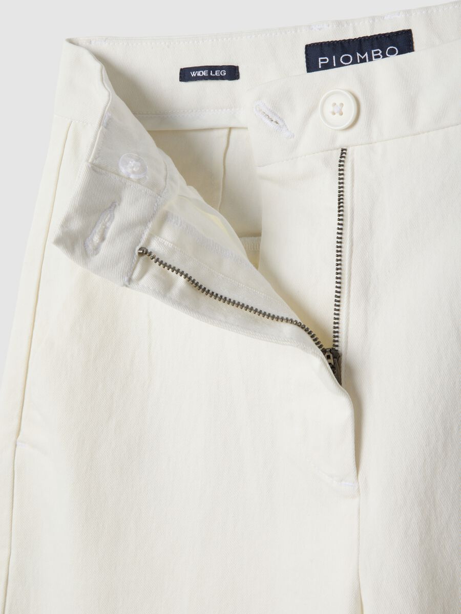 White Stretch Denim Wide Leg Trousers_5