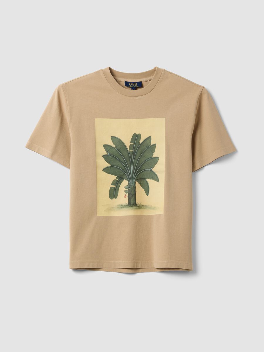 Beige pure cotton T-shirt with front print_4