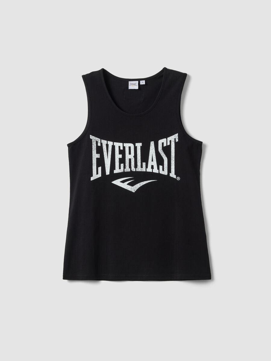 Black pure cotton tank top regular fit with Everlast logo_4