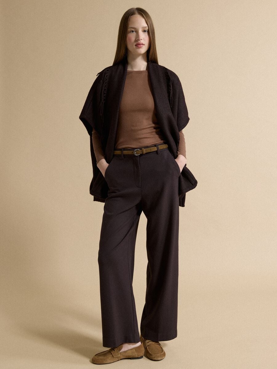 T-shirt marrone in puro cotone jersey a girocollo_2