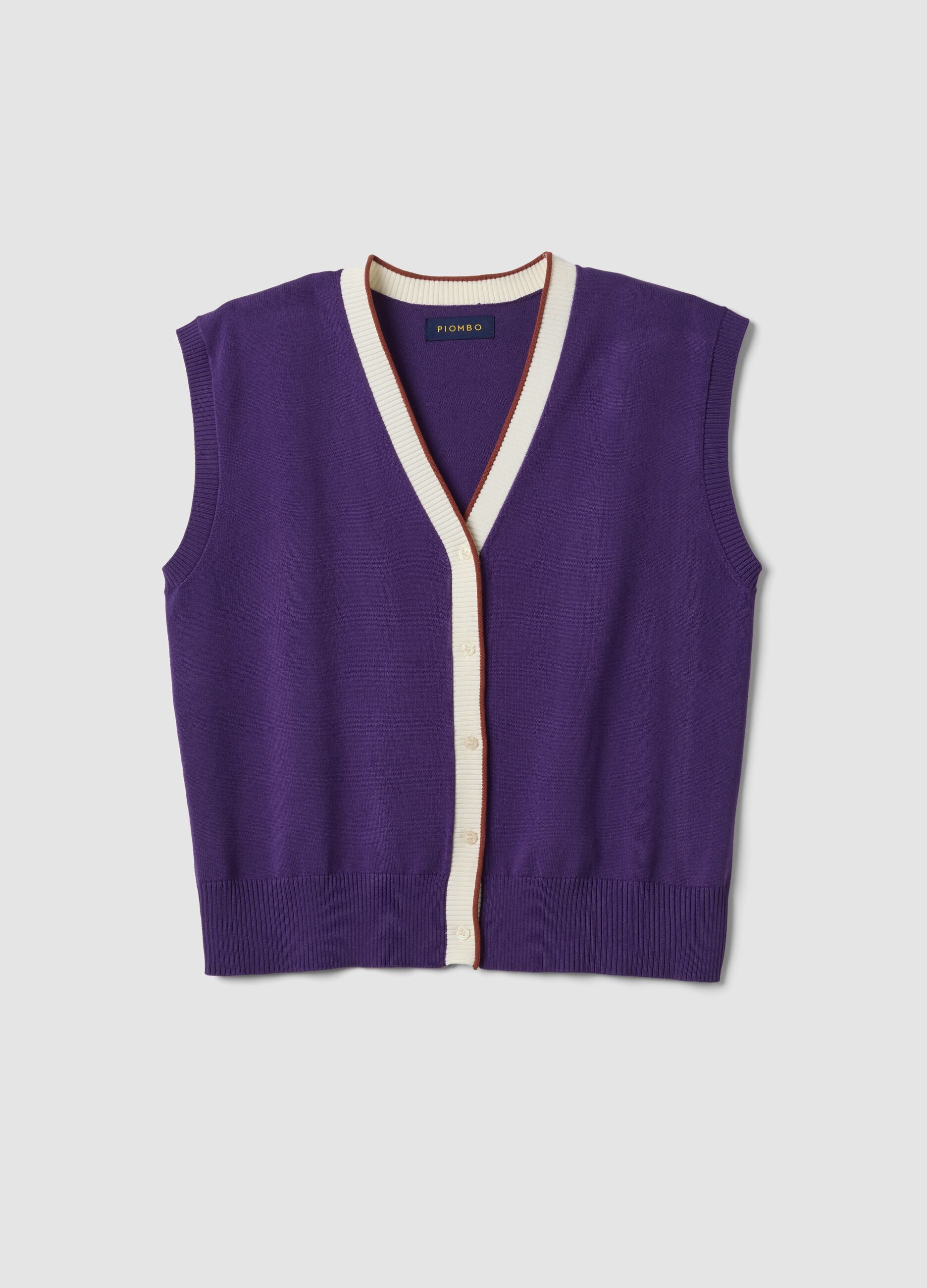 Purple viscose-blend vest in plain knit