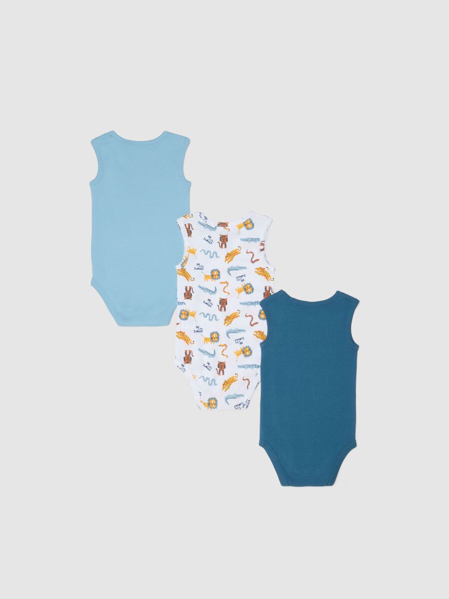 Tripack body senza maniche in puro cotone multicolor da neonato_1