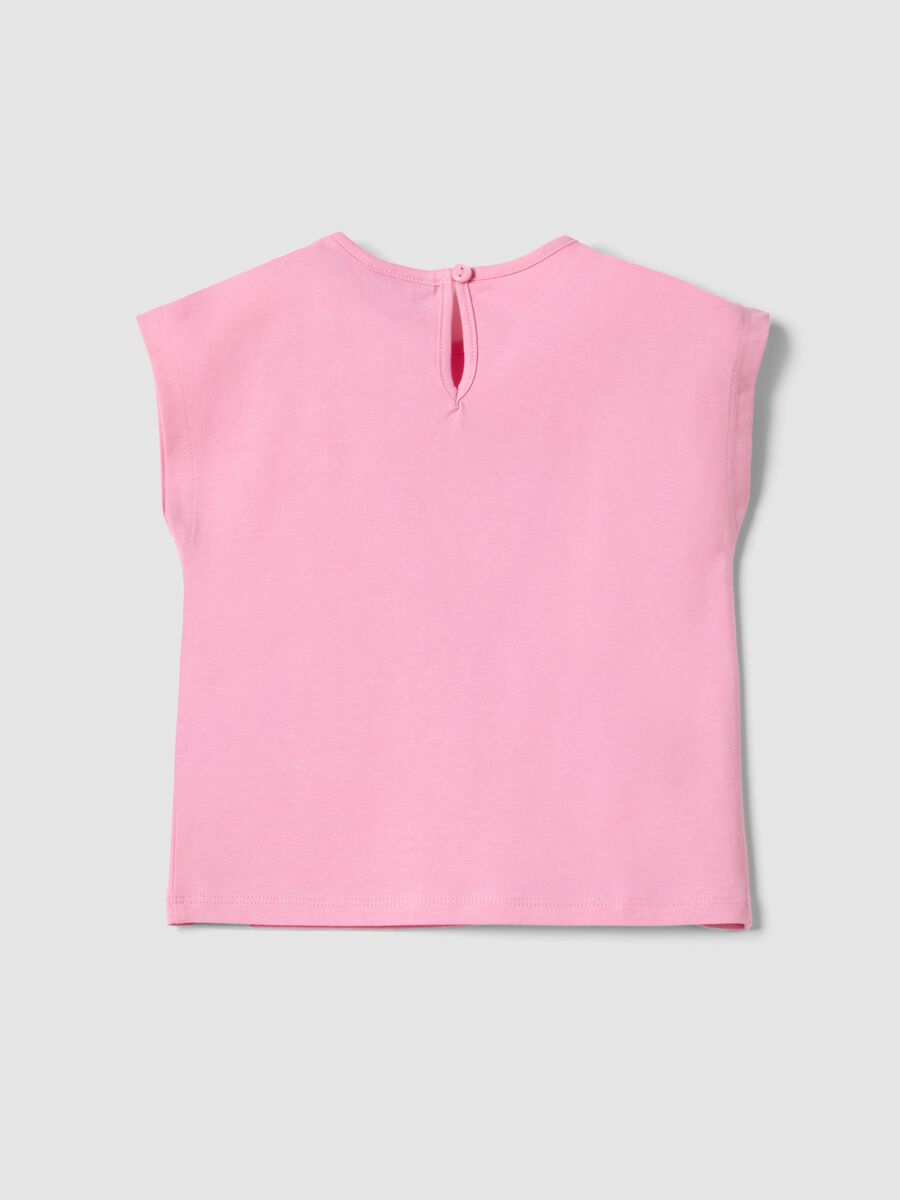 T-shirt senza maniche in puro cotone rosa da bimba regular fit_1