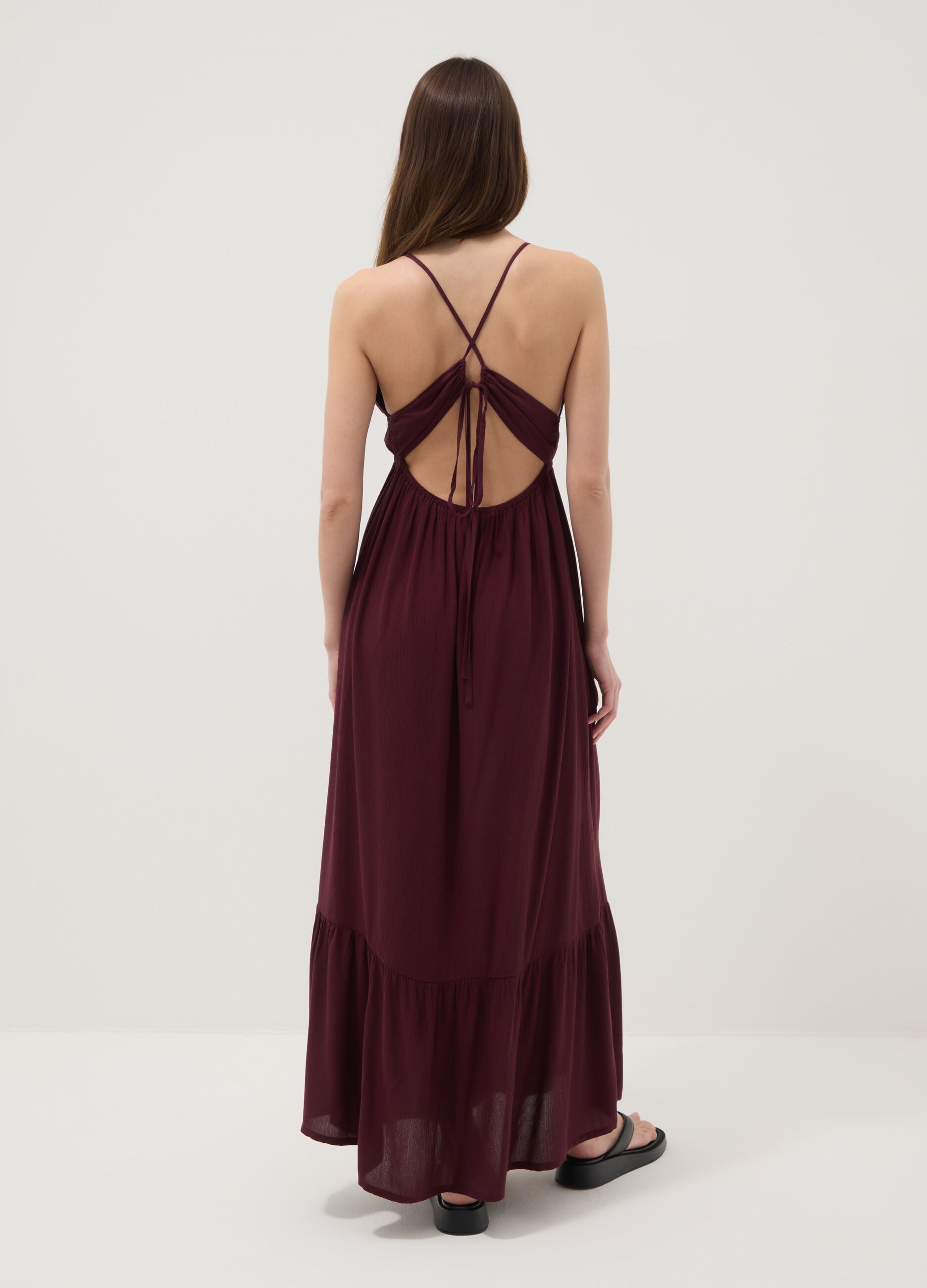 Purple maxi dress in pure viscose