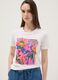 White pure cotton T-shirt with tropical print_2