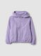 Purple hooded rain jacket with zip for girls_0