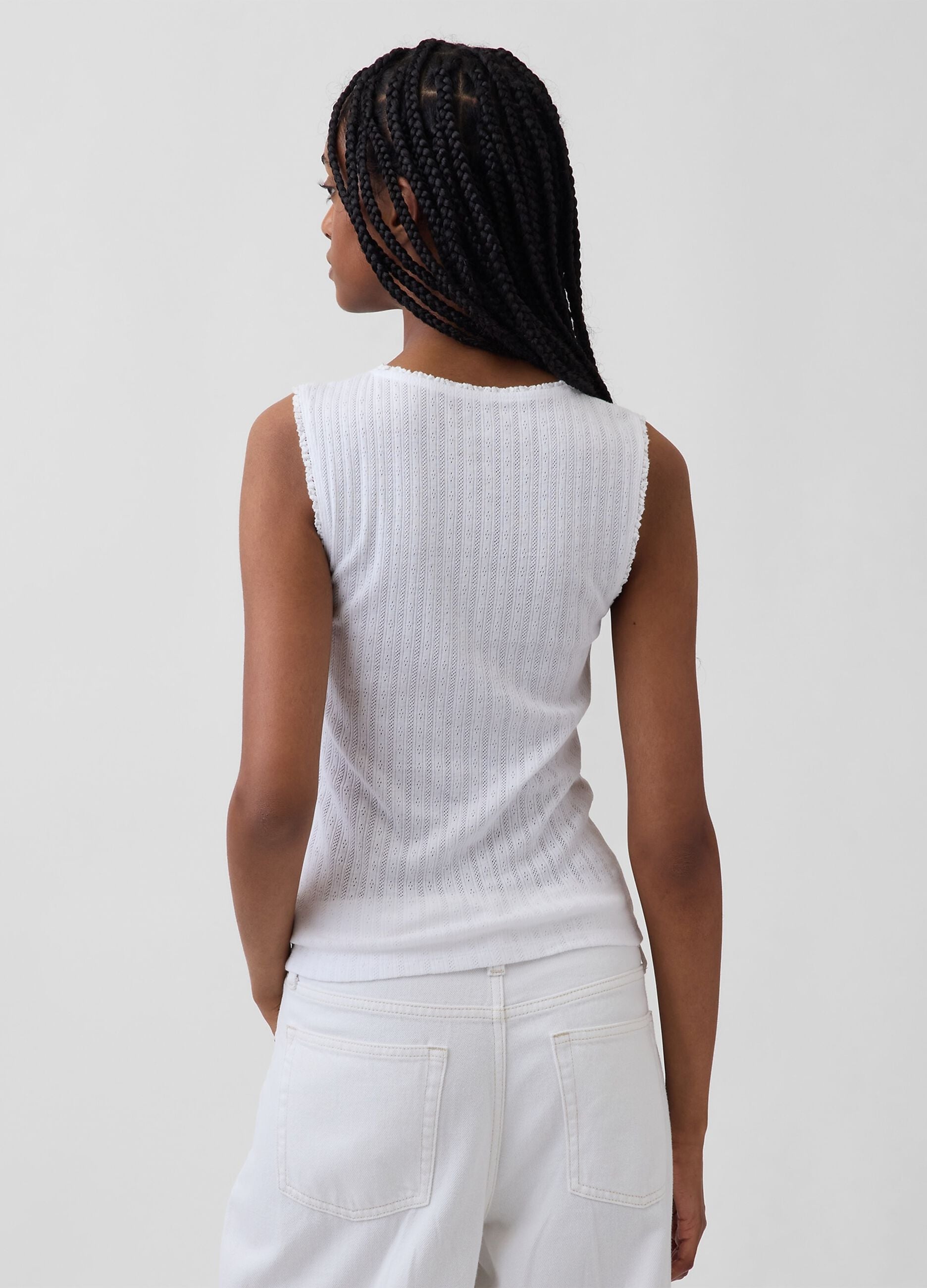 Ribbed cotton-blend tank top