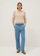 Beige pure cotton jumper regular fit with perforated design_1