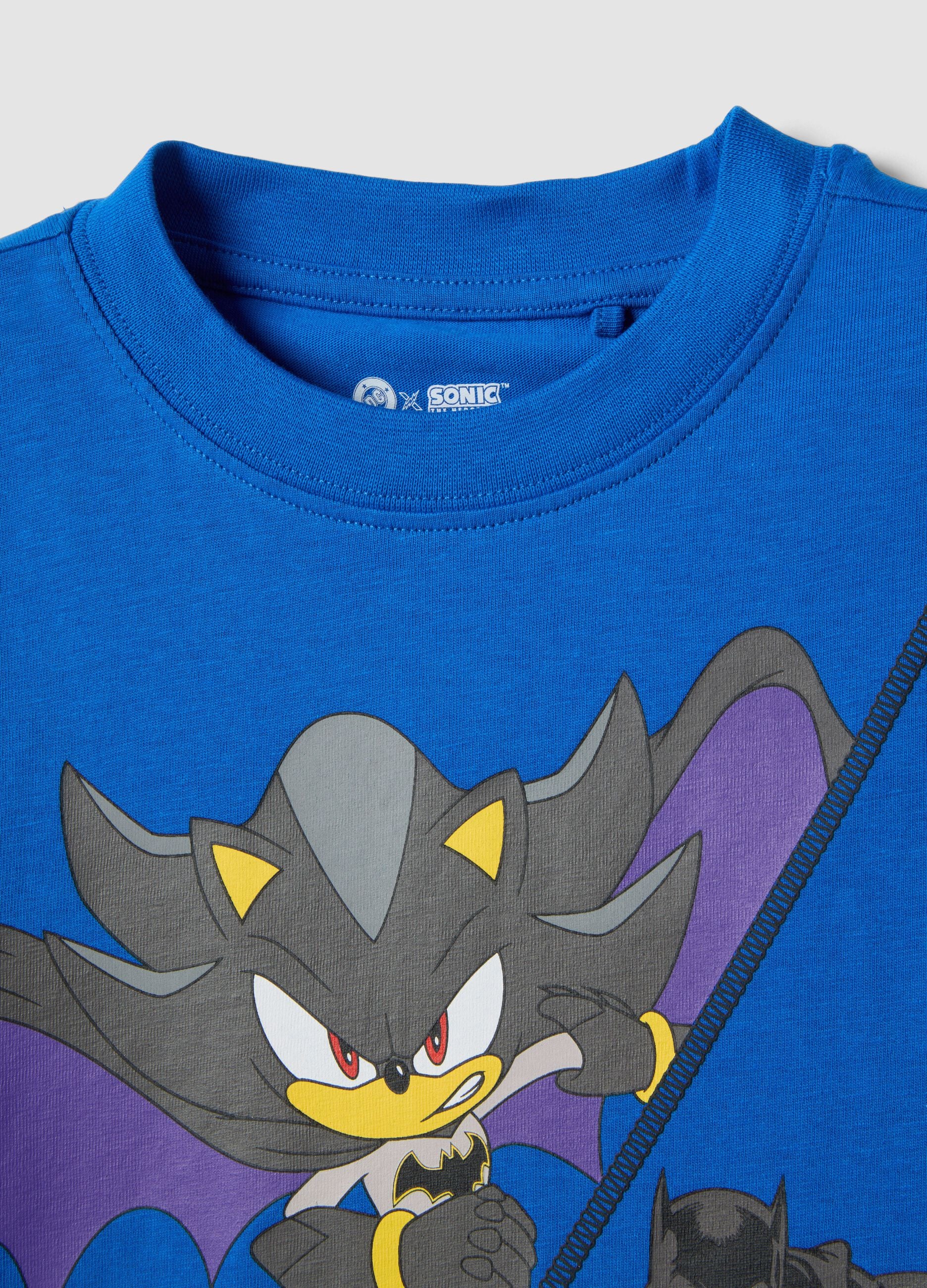 Children's oversized blue pure cotton t-shirt with Sonic print