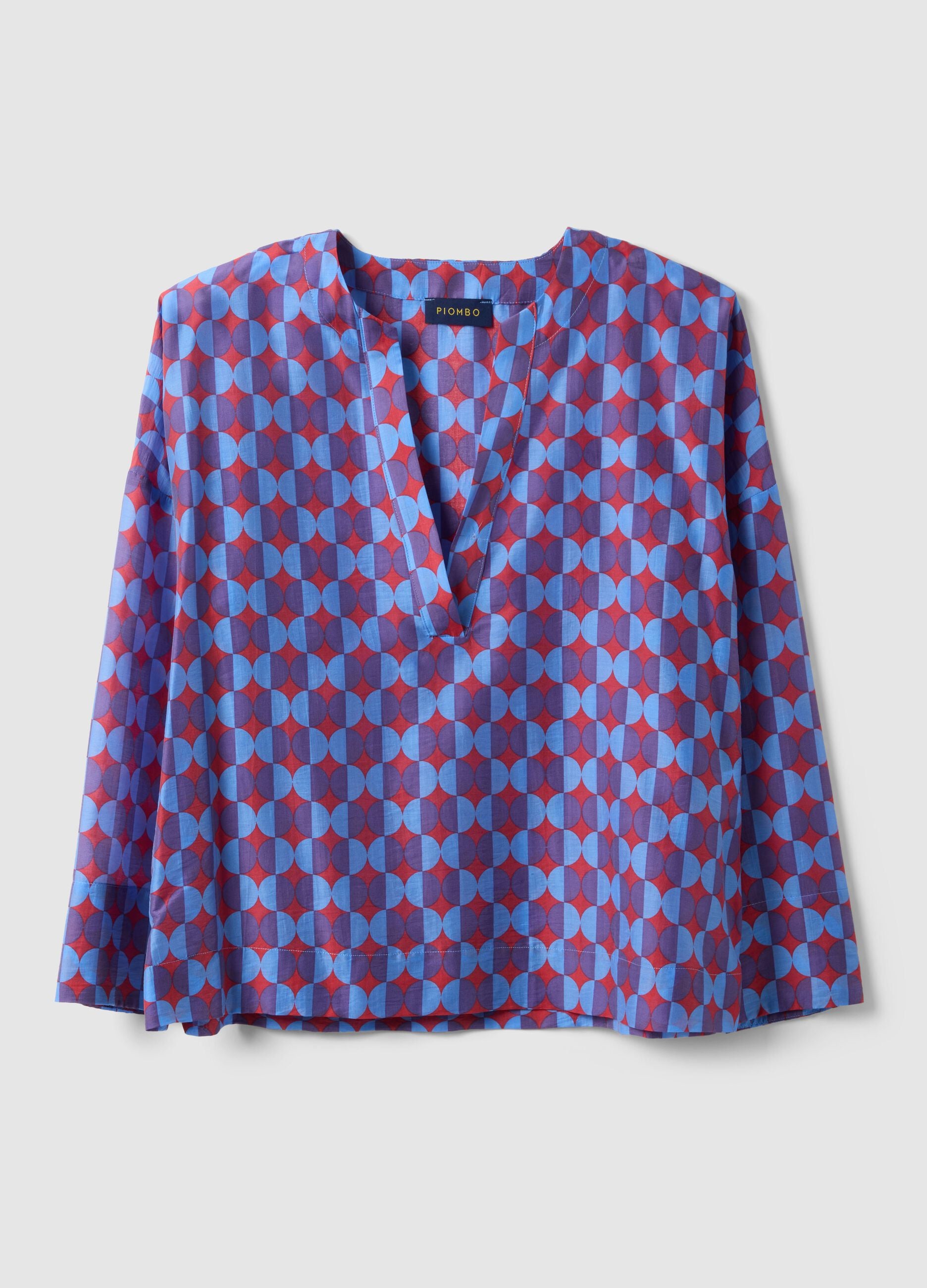 Multicolour Lyocell blend shirt, regular fit, deep V