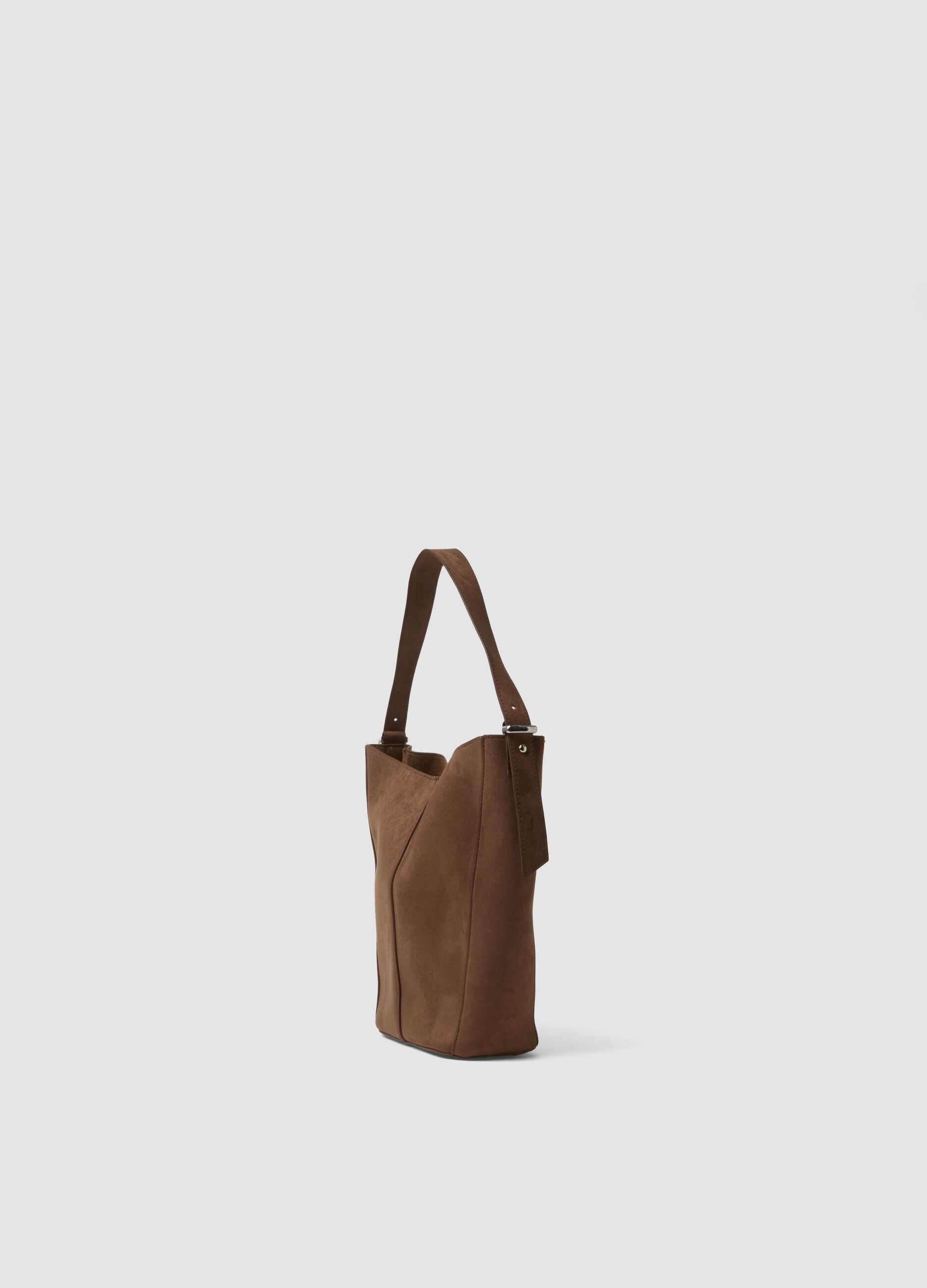 Brown stretch-fabric shoulder bag