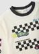 White pure cotton crew-neck T-shirt with racing print for baby boy_2