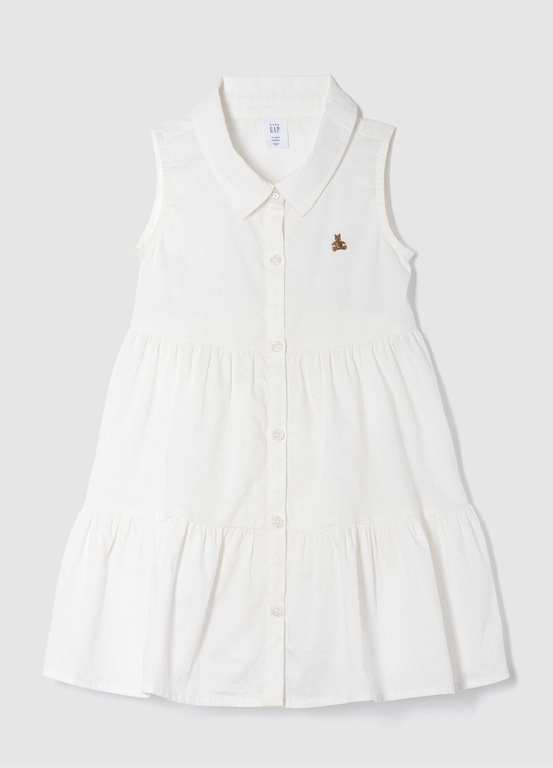 White tiered dress in cotton
