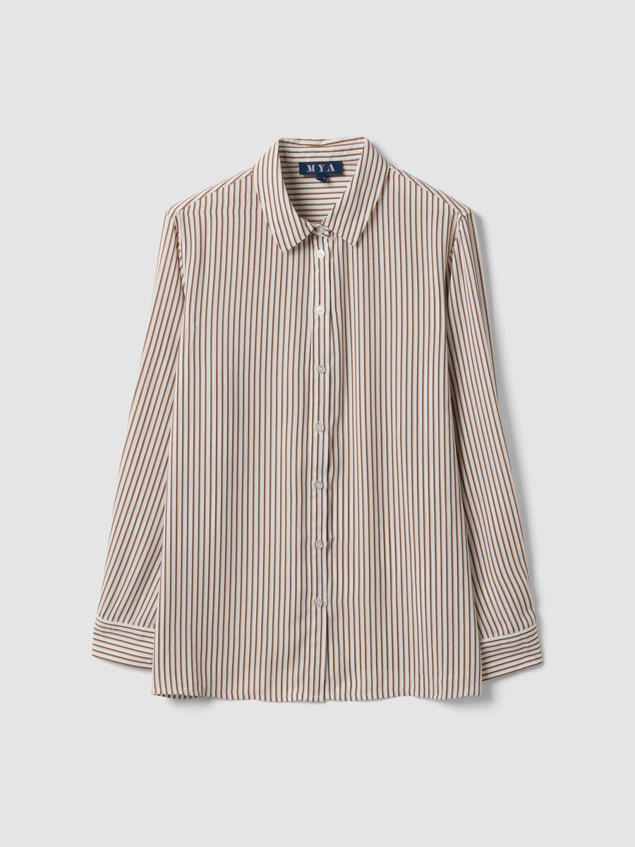 White striped shirt with classic collar, regular fit_0