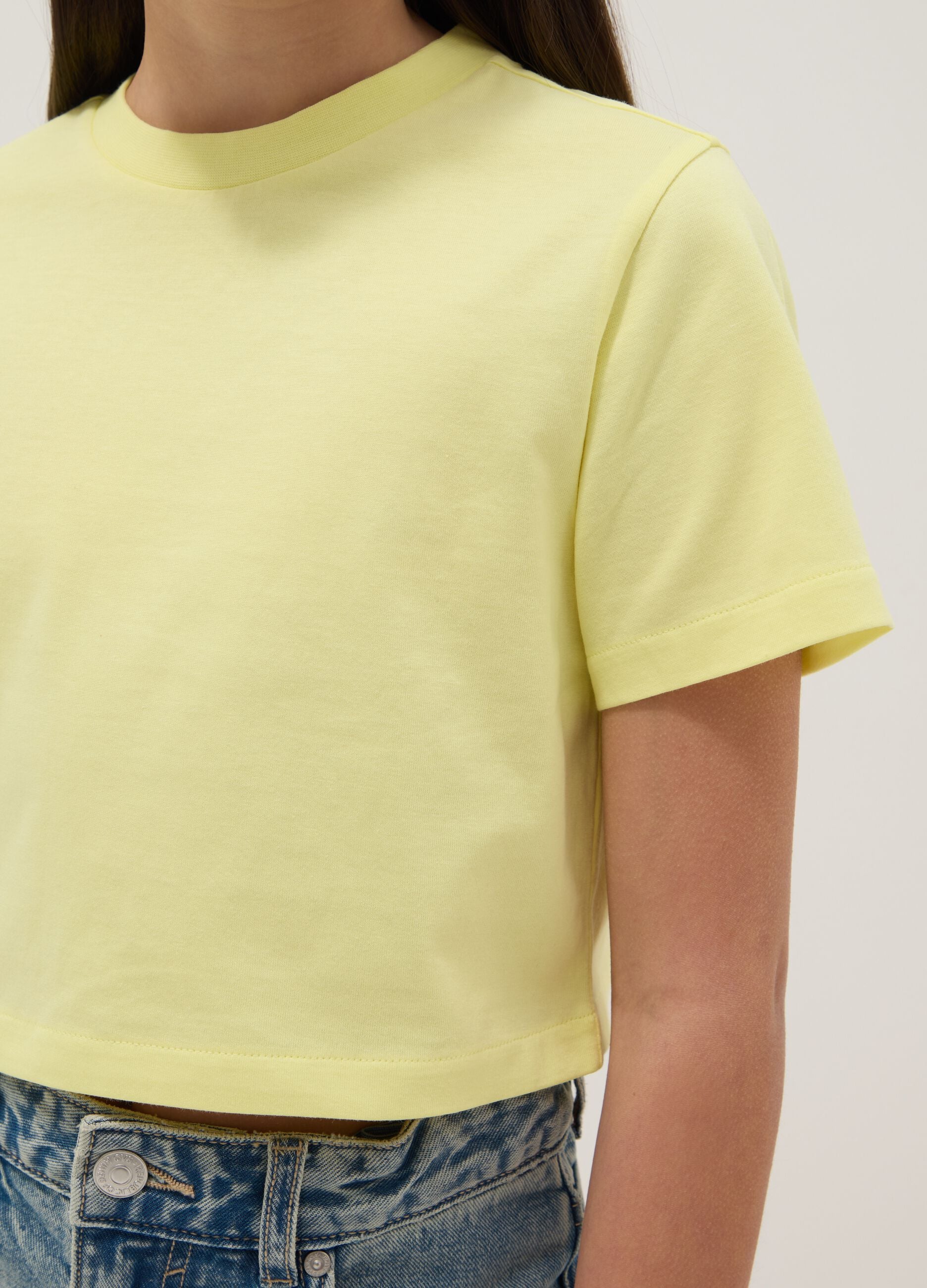 Yellow pure cotton boxy fit girl's T-shirt