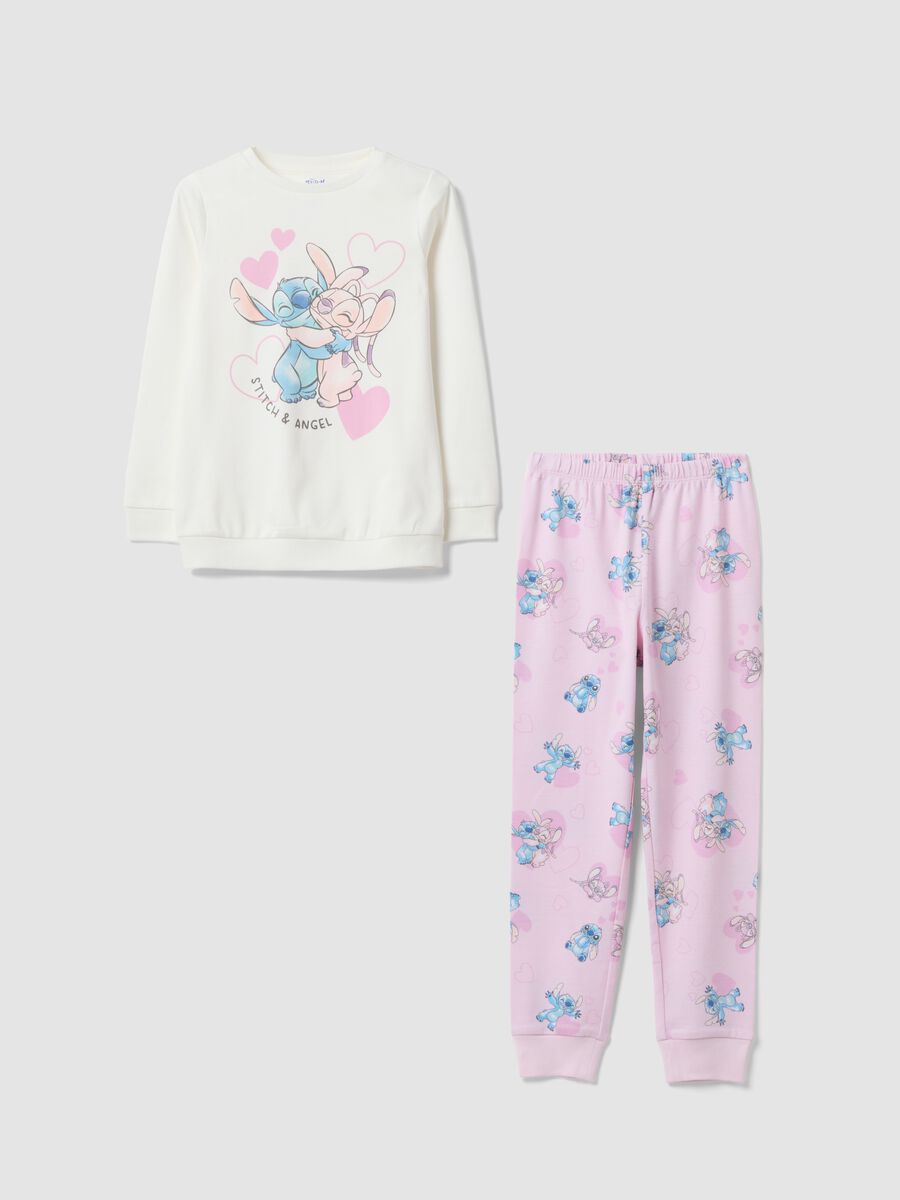 White and pink organic cotton pyjamas with Stitch print_0