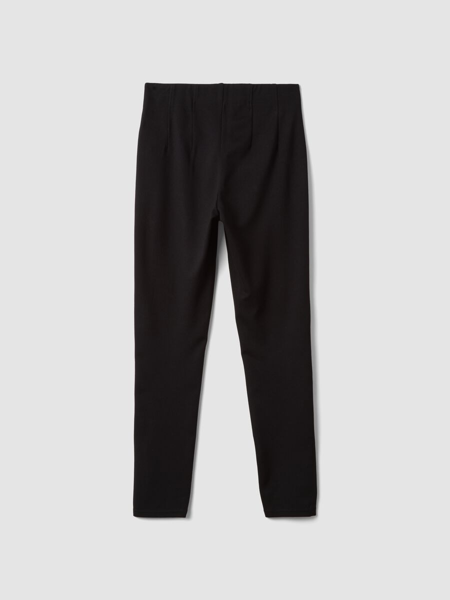 Black slim-fit stretch viscose Milano-knit leggings_6