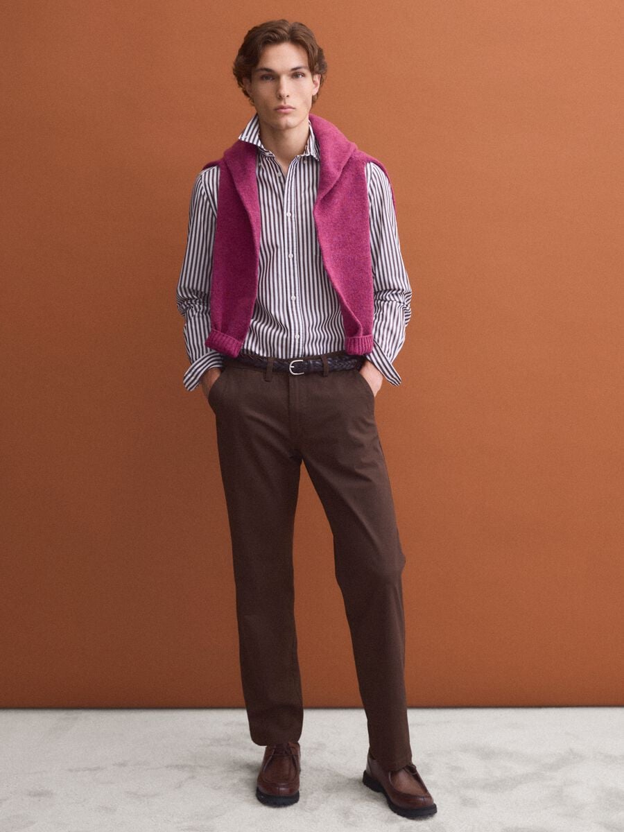 Camicia bianca in popeline di puro cotone a righe regular fit_2