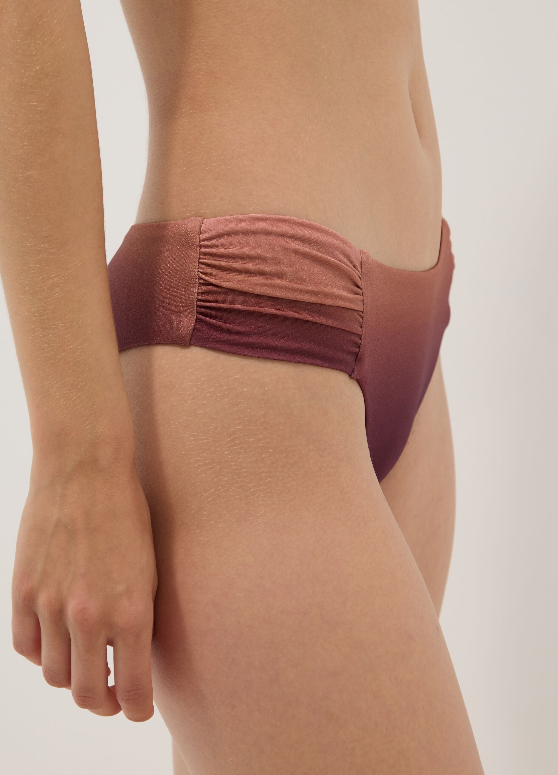 Brown stretch swim briefs with ombr&eacute; effect