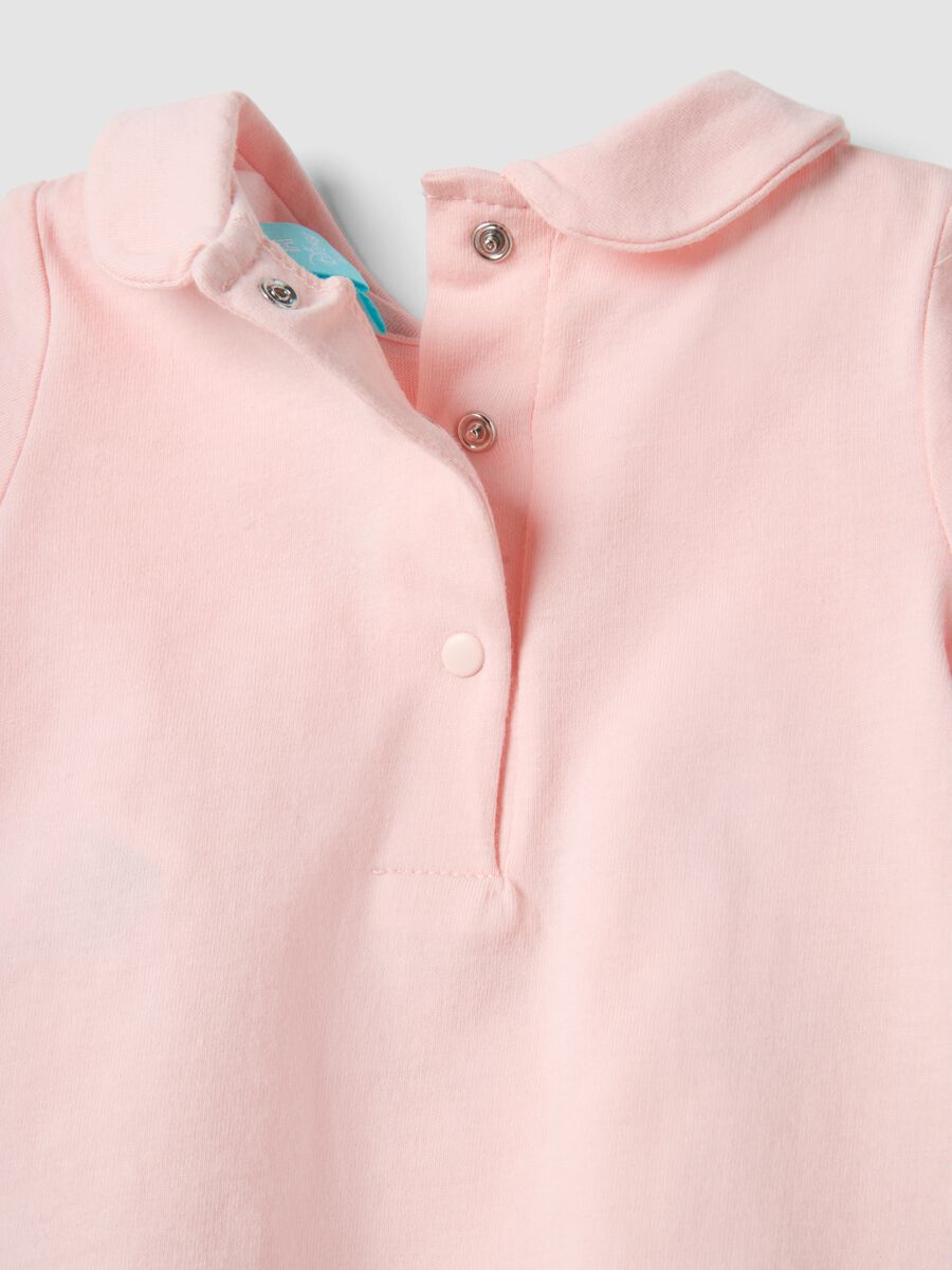 Baby girl pink pure cotton bodysuit with collar and print_3