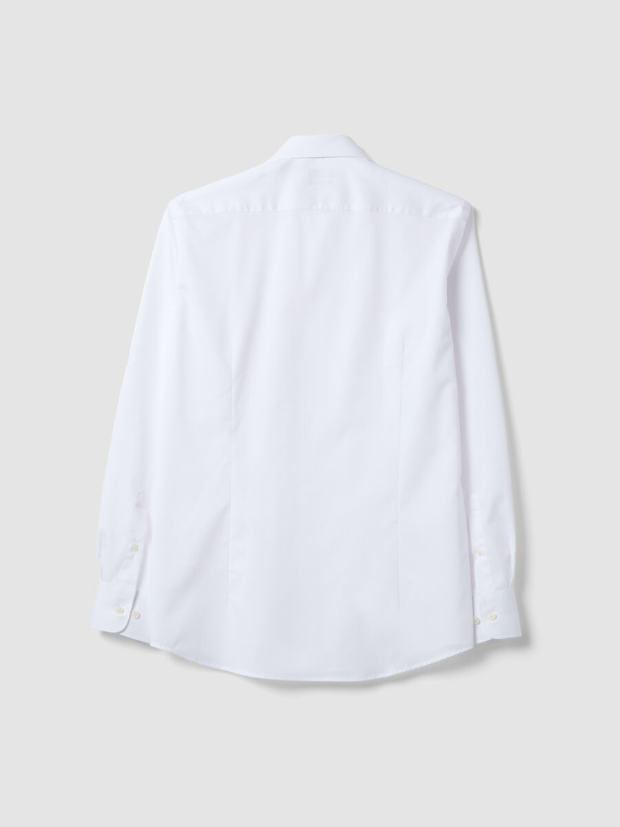 White slim-fit pure cotton shirt with French collar, non-iron_5