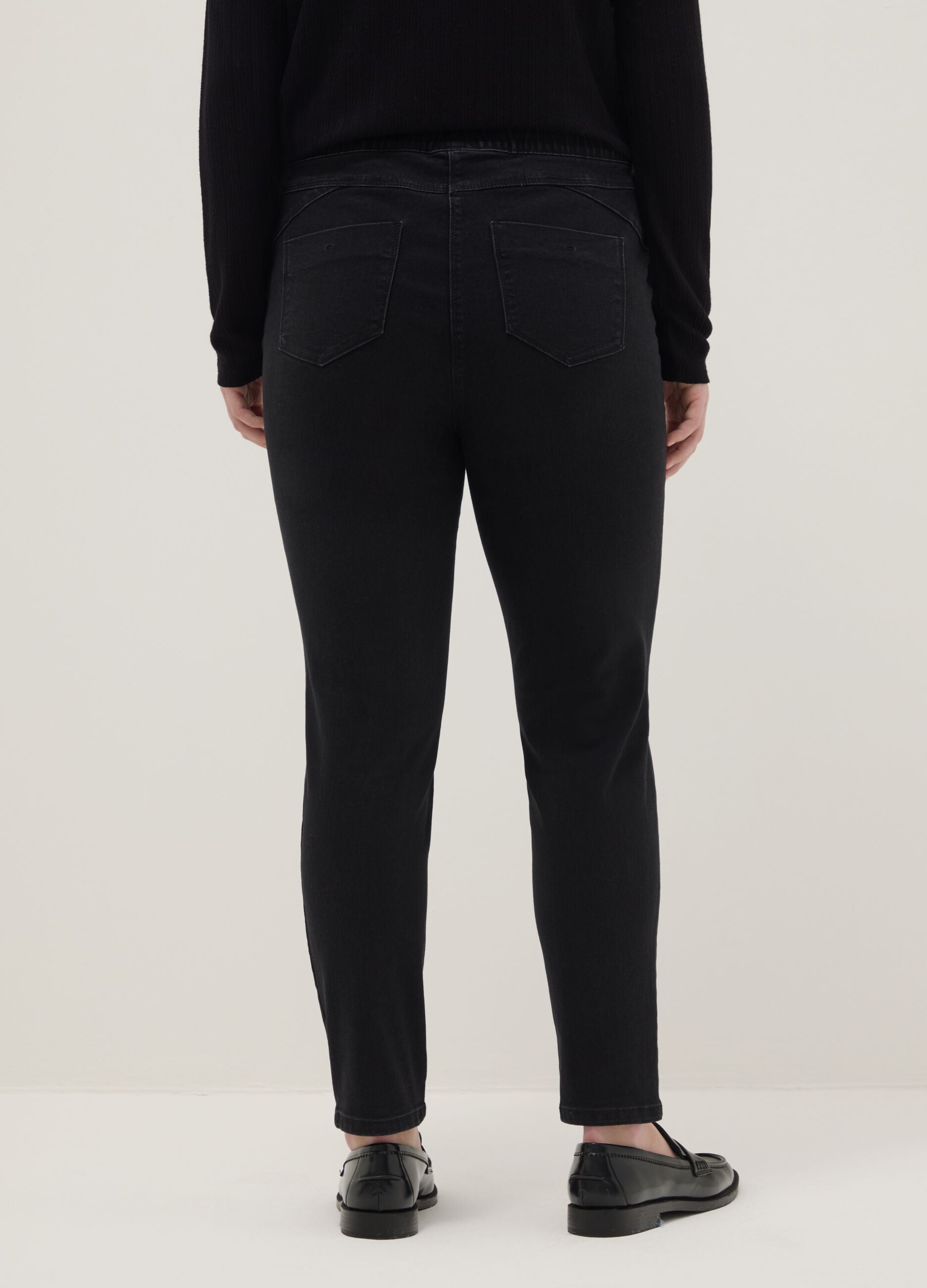 Black Stretch Cotton Skinny Fit Trousers
