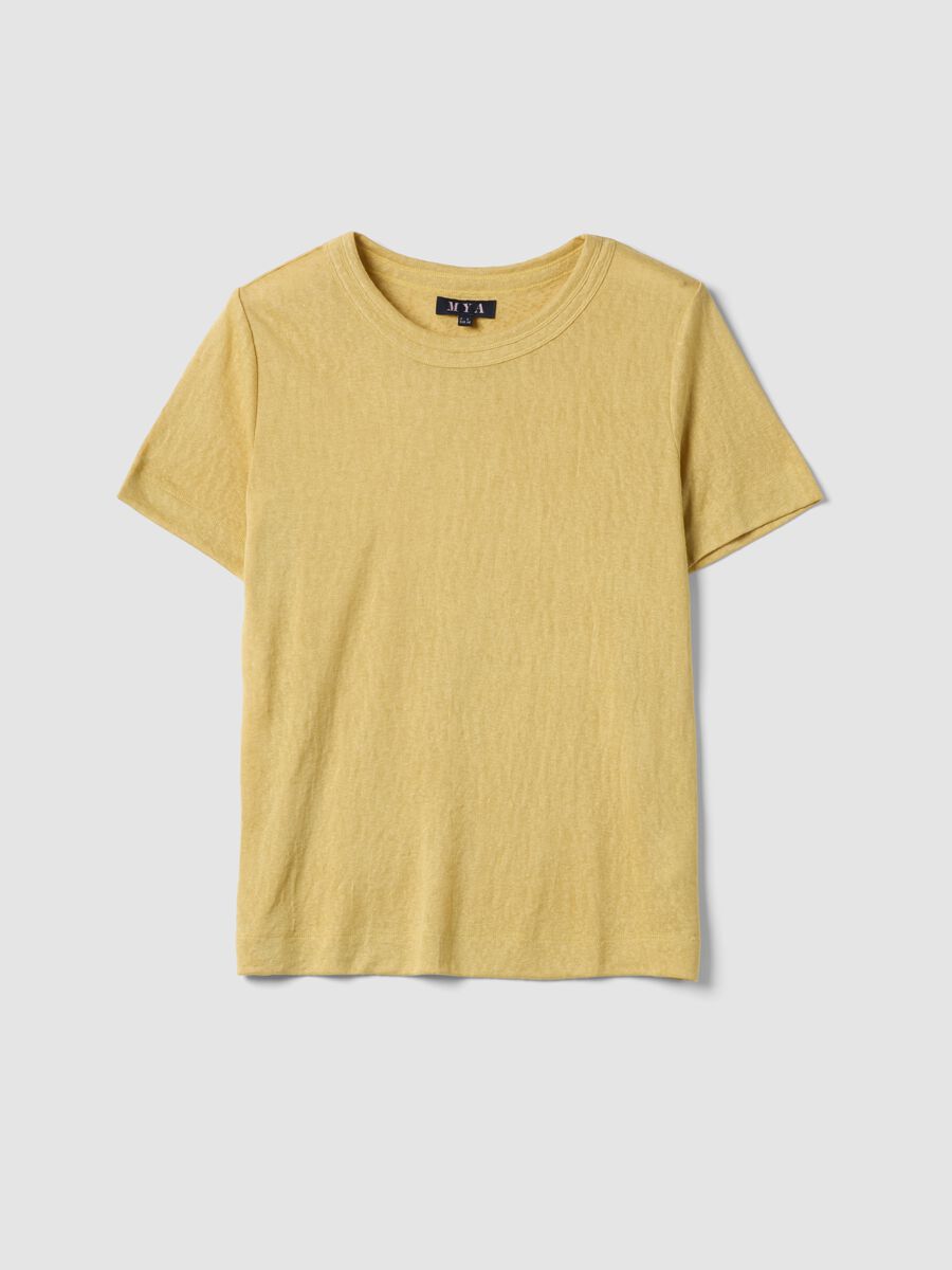 Yellow regular-fit short-sleeve viscose-blend T-shirt_4