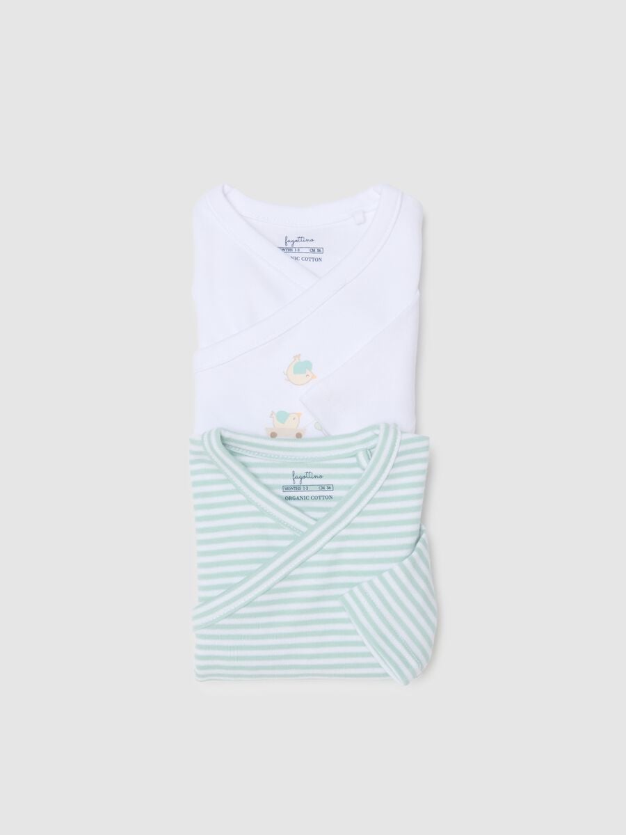 Multicolour Long Sleeve Bodysuit Twin Pack for Infants in Pure Cotton_3