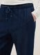 Wide-leg blue denim pure cotton trousers with elastic waist_3