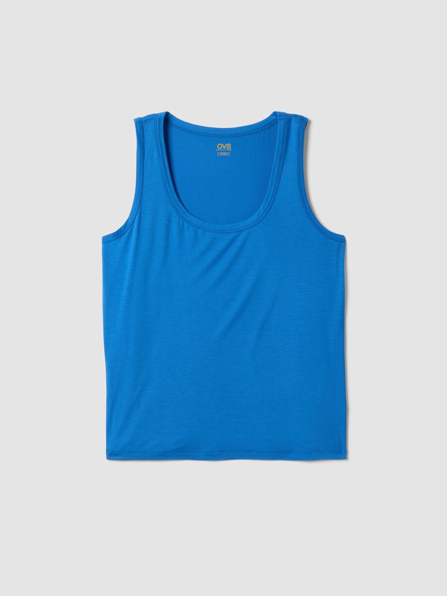 Blue stretch viscose top, regular fit_4