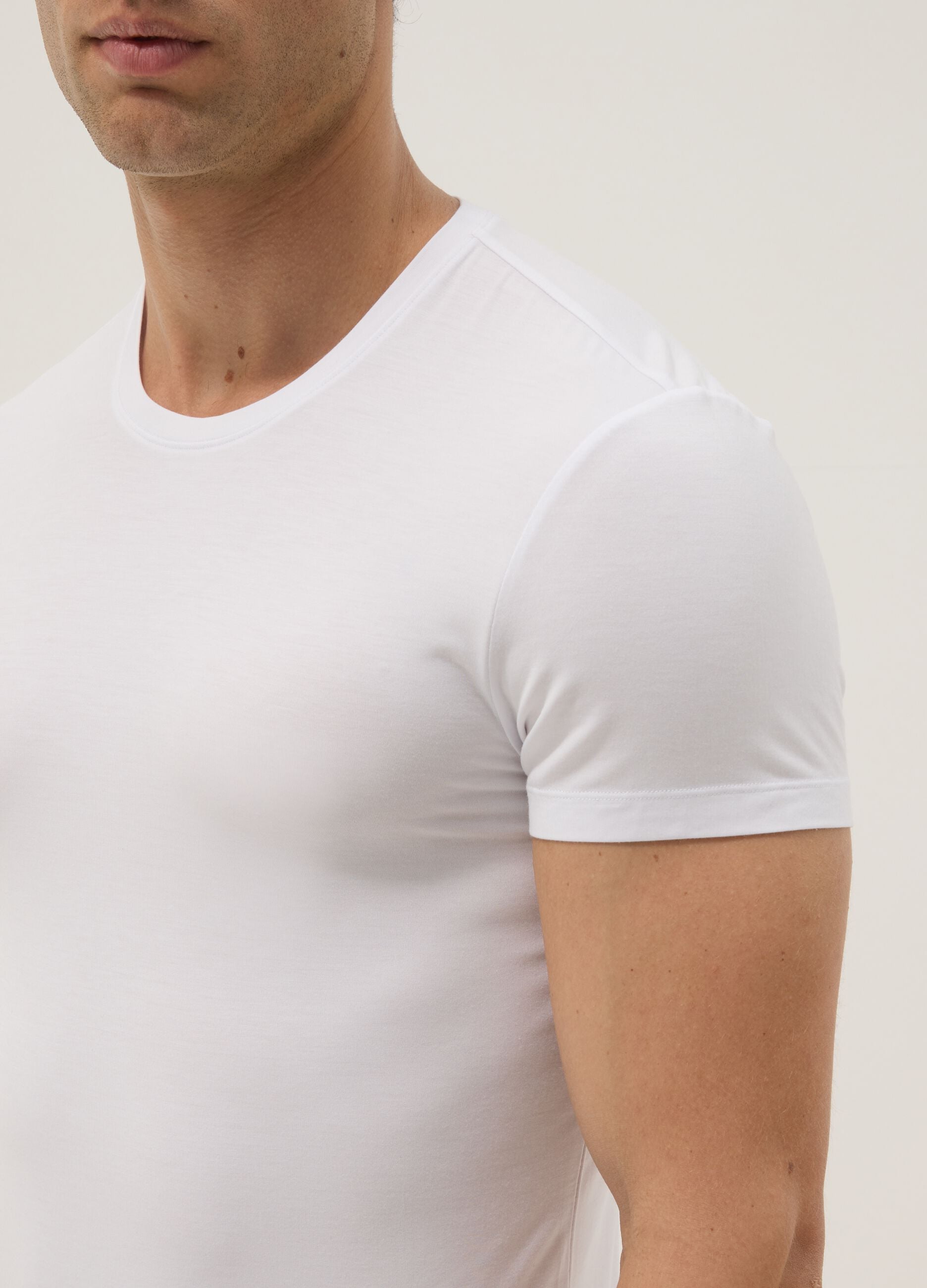 White stretch modal T-shirt, regular fit