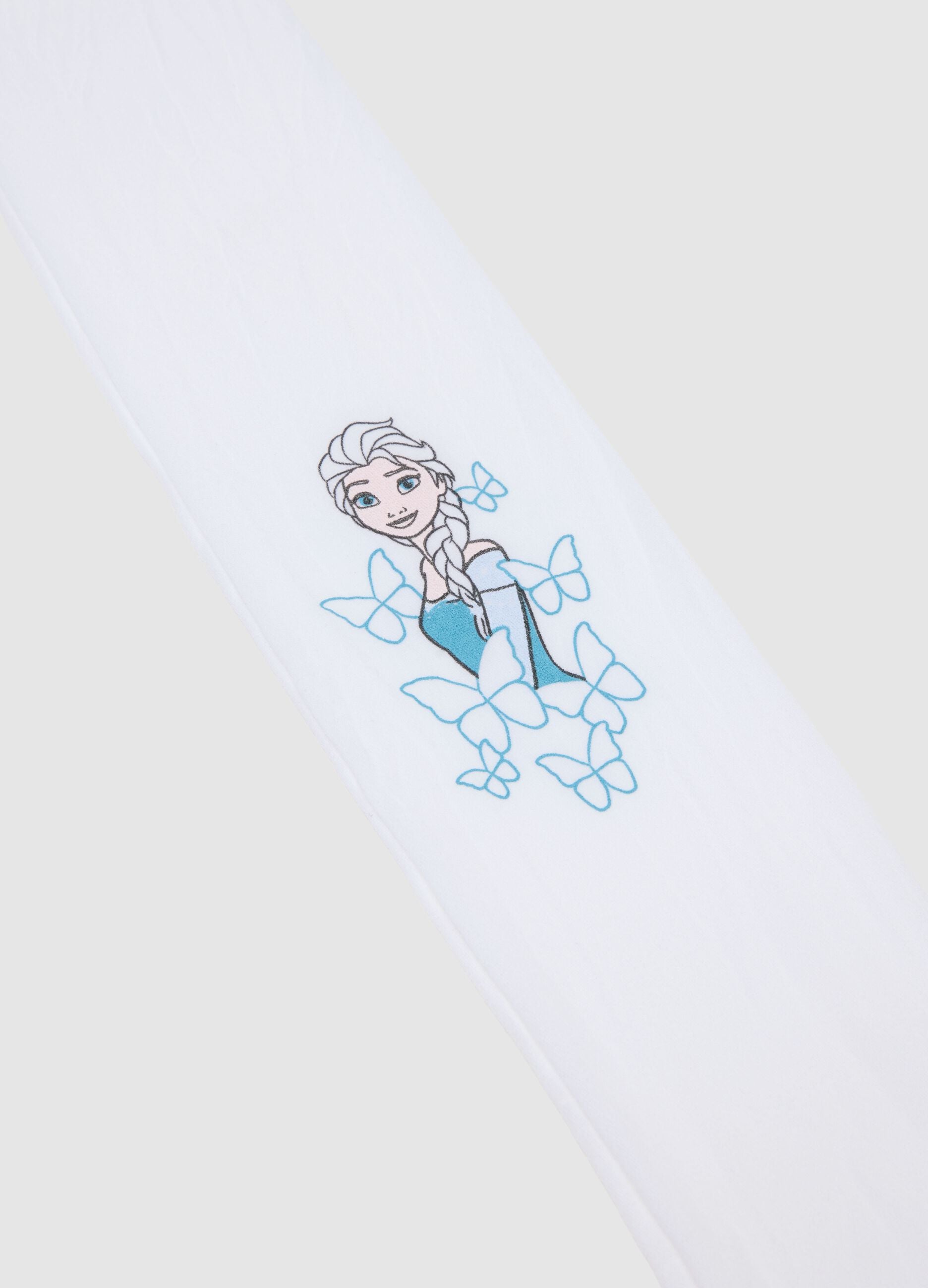 White Stretch Tights for Girls with Frozen Designs