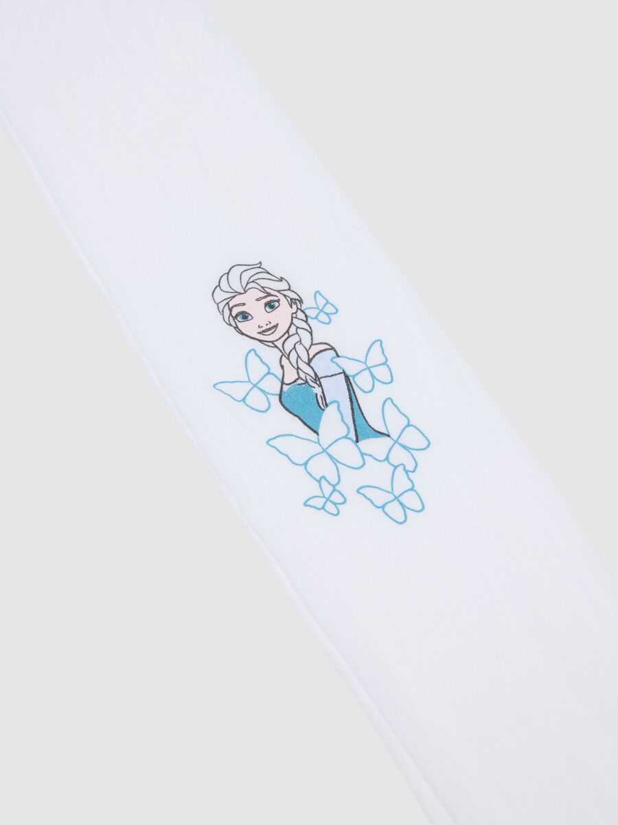 White Stretch Tights for Girls with Frozen Designs_1
