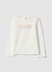 White Stretch Cotton T-Shirt for Girls Regular Fit with Hearts_0