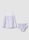 Completo bianco in puro cotone con abito e coulotte_1