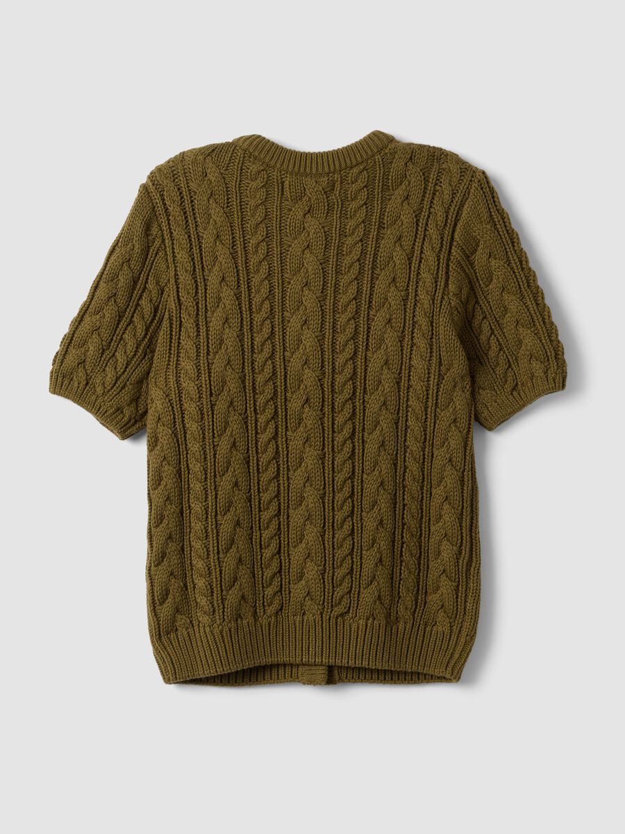 Green cable-knit pure cotton cardigan, regular fit_6