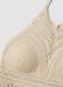 Beige crochet crop tank top in cotton blend, regular fit_5